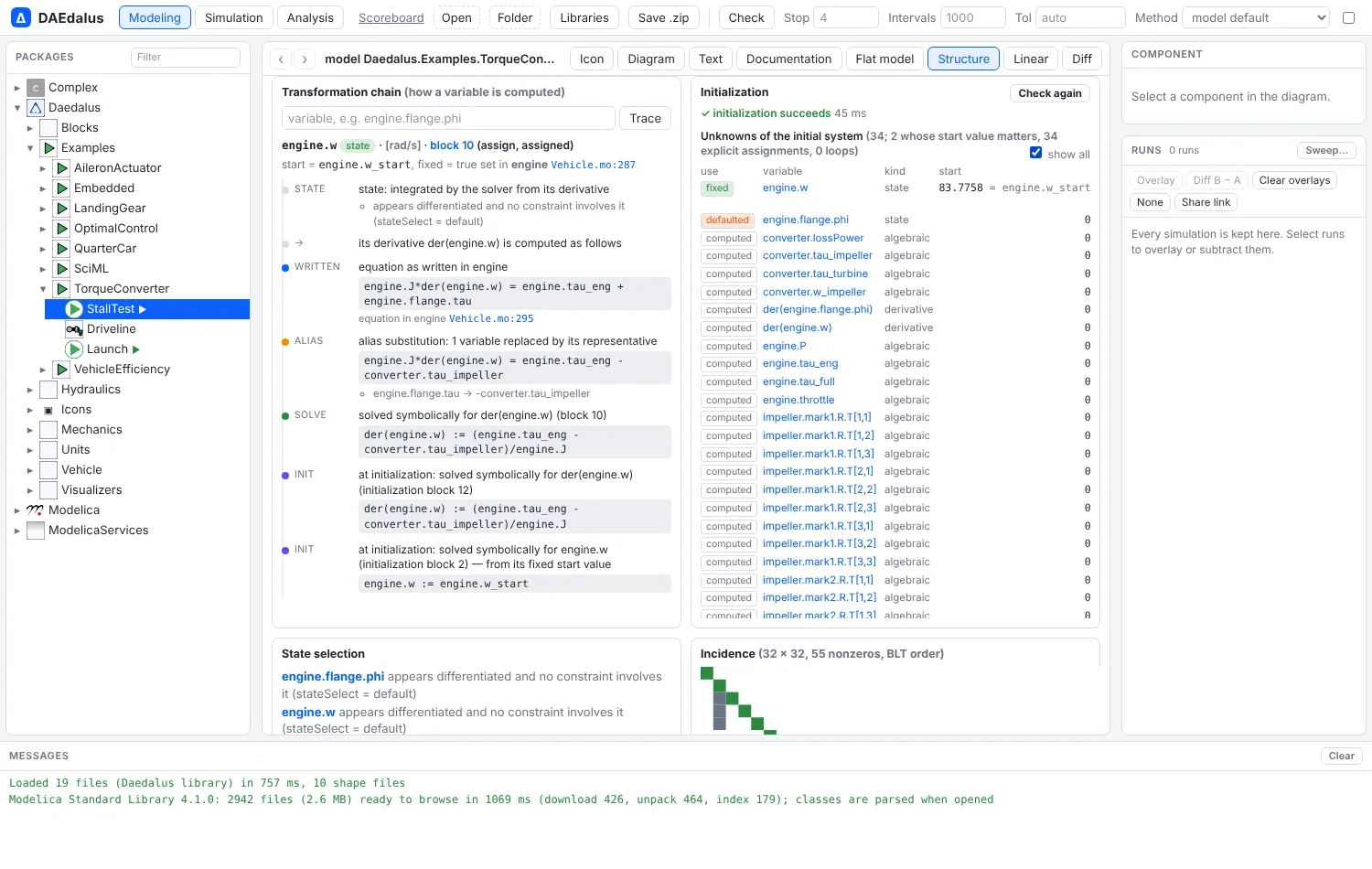 Check initialization: every unknown of the initial system, whether its start value is fixed, defaulted or computed