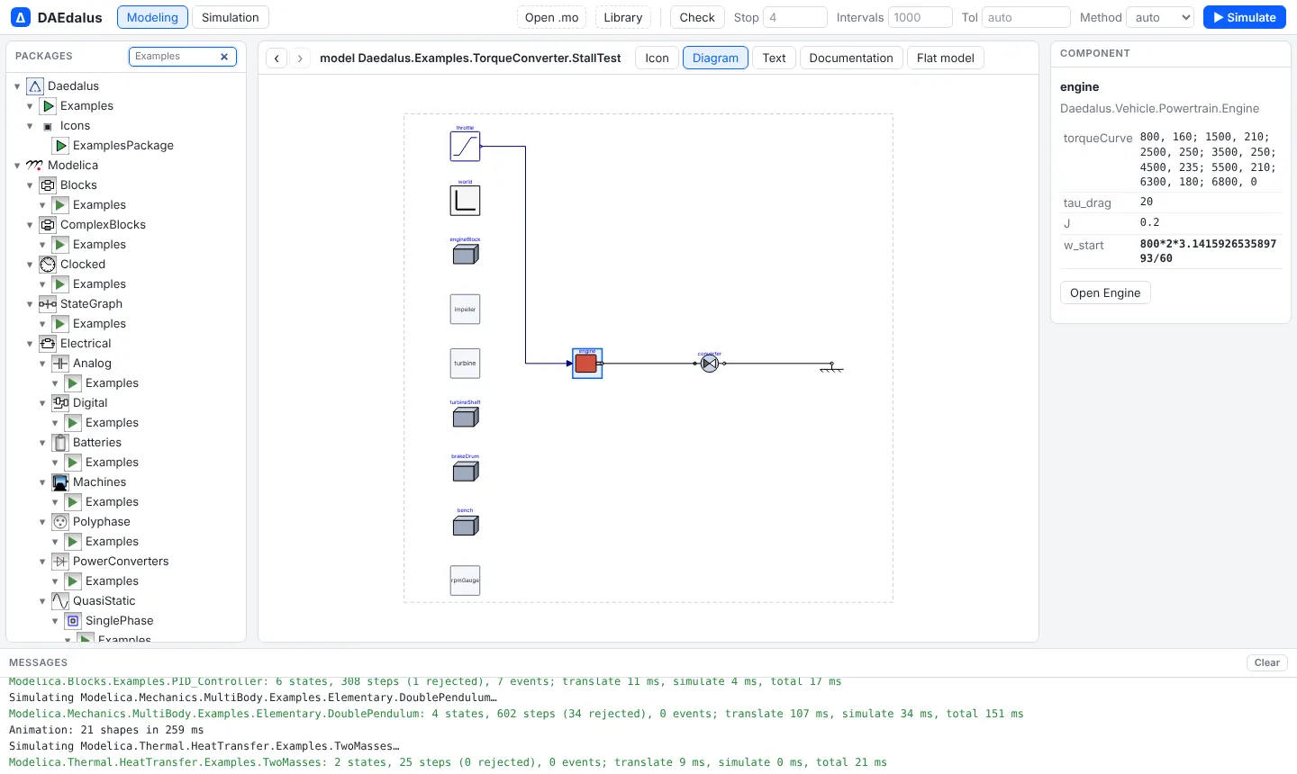 The package browser filtered to Examples